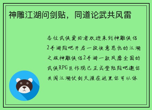 神雕江湖问剑贴，同道论武共风雷